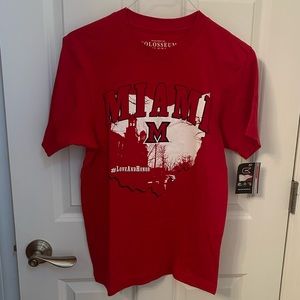 Colosseum Miami of Ohio Printed Red Crewneck T-Shirt